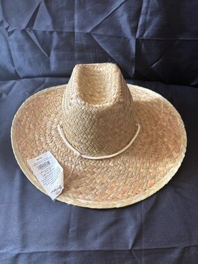 New Straw Cowboy Sun Hat - Natural Tan w/ White Cord